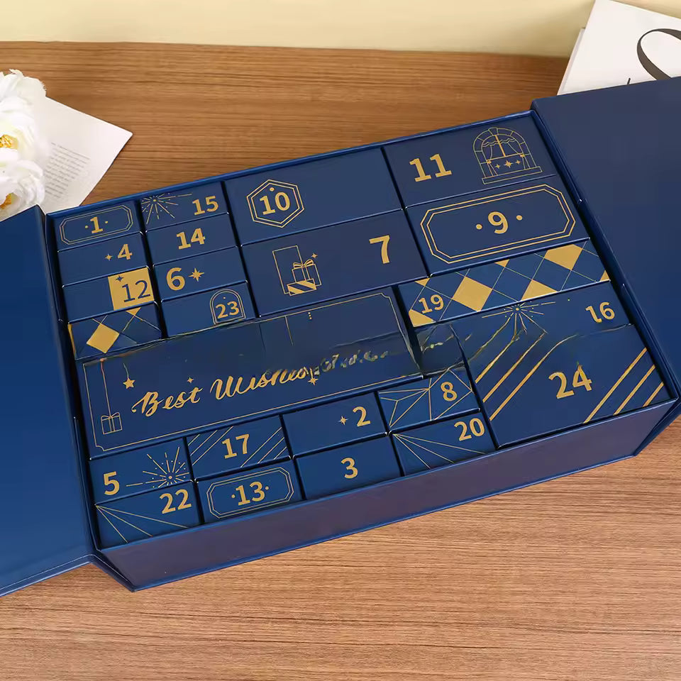 Calendario de Adviento con caja 24 sorpresa azul - Masculino